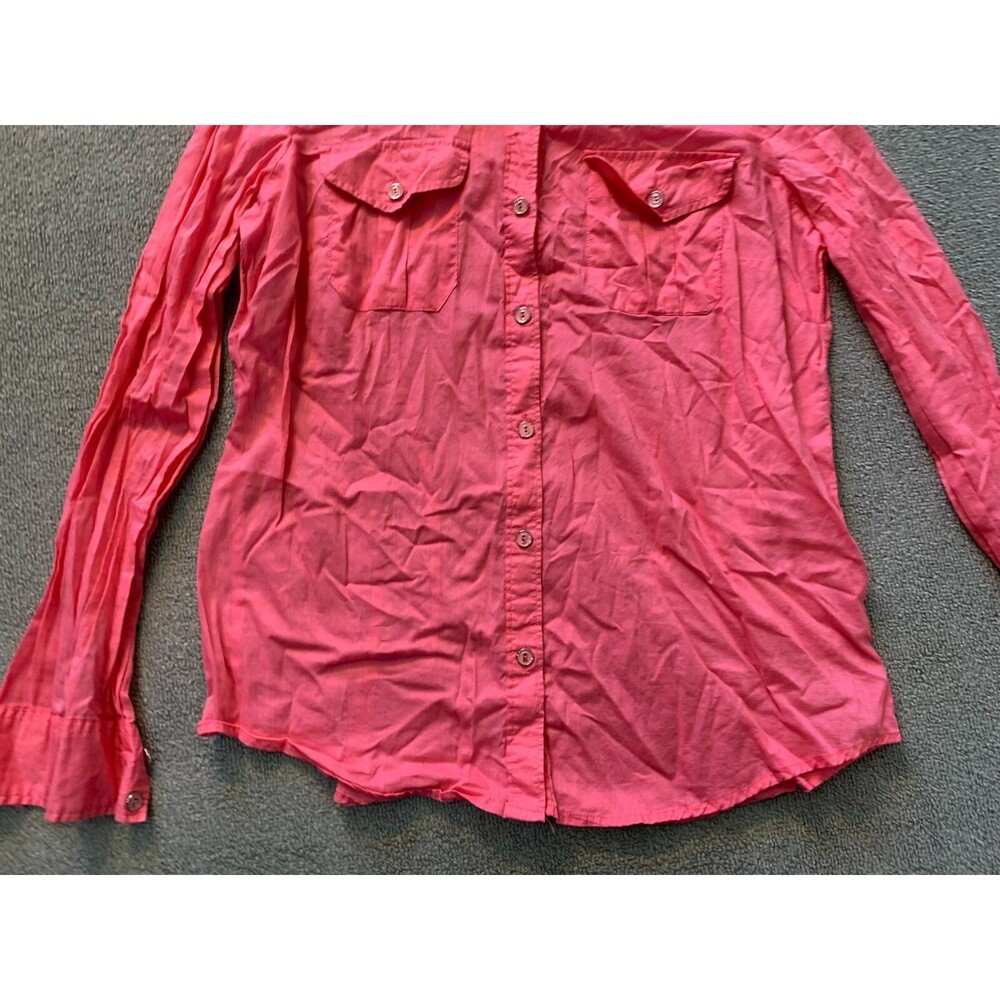 New York and Company Pink Button Down Shirt Medium Long Sleeve Women's 2 pocket